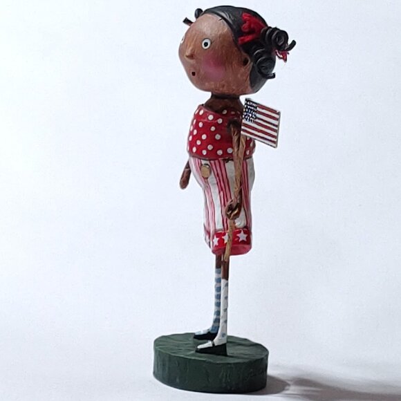 Lori Mitchell Patriotic American Dream Girl with Curls and Flag - Picture 3 of 5